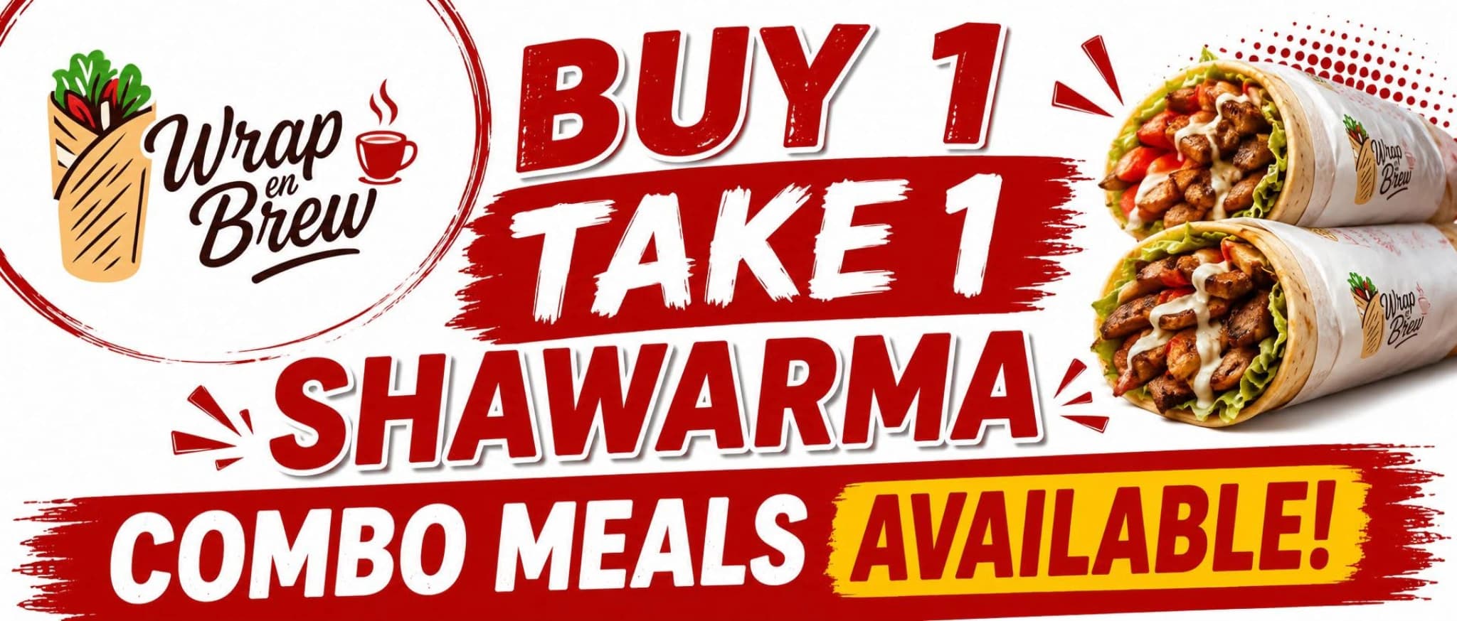 buy one take one shawarma banner